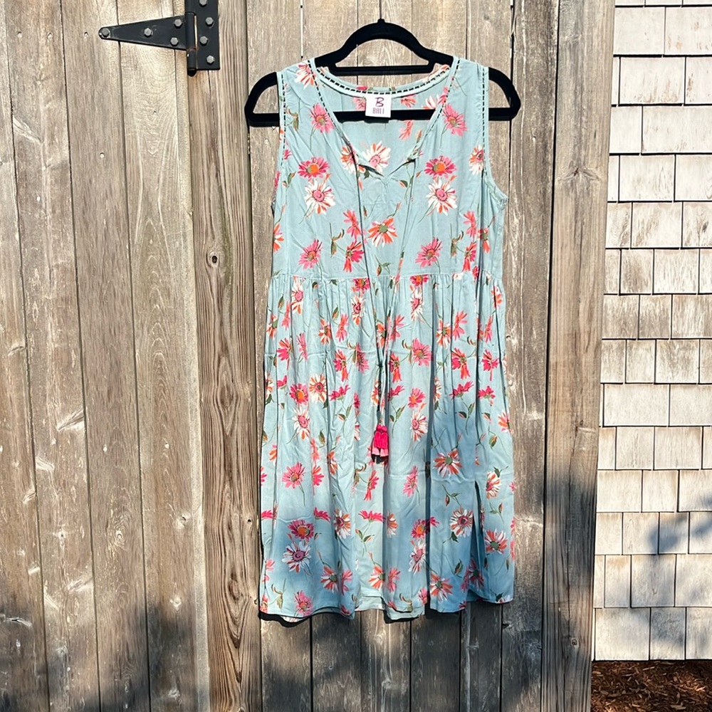 Batik Bali Floral Print TRACY Sleeveless Boho Sundress,Size Medium,NWT